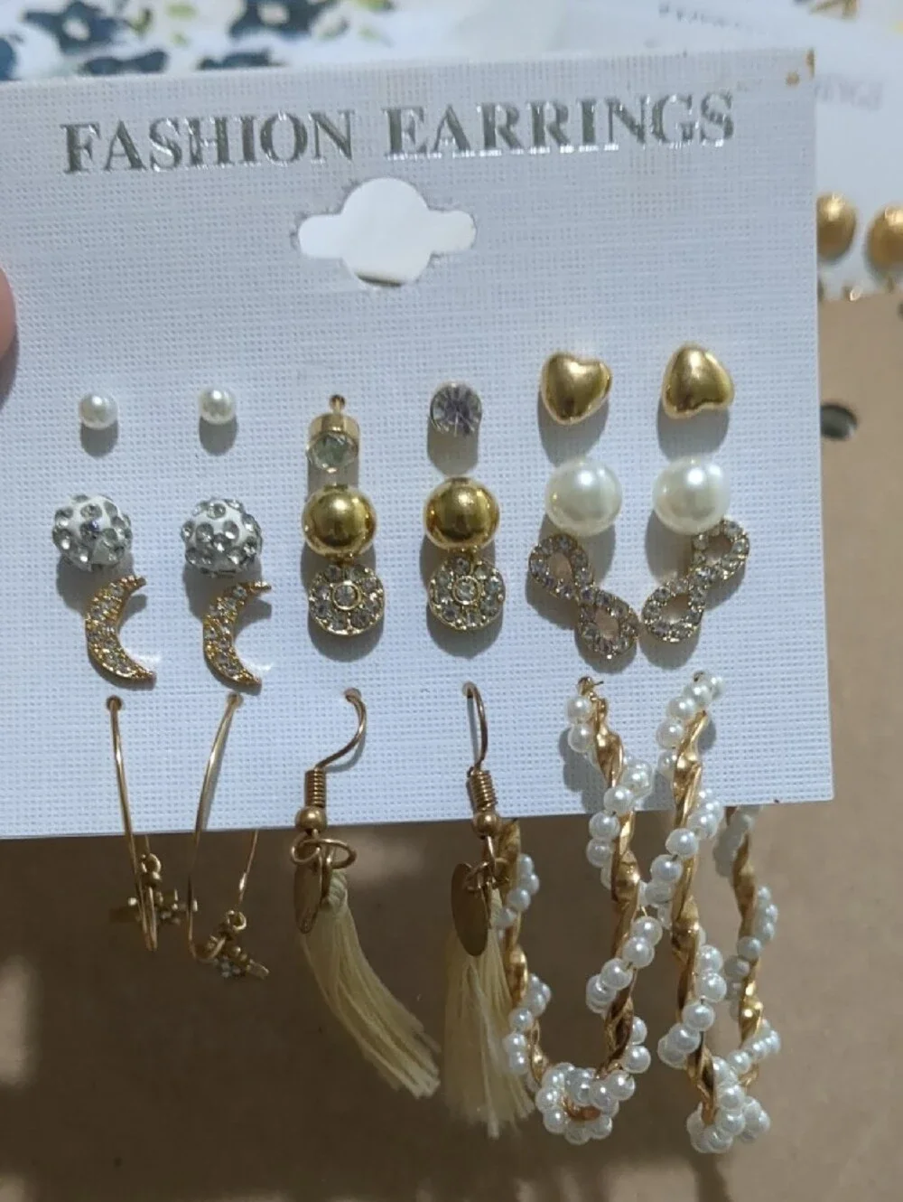 Costume Gold and Pearl Multi-Pair Earring Set - Women's Fashion